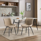 Living Dining Chairs Set of 2, Faux Leather Armless Side Chairs with Metal Legs