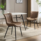 Living Dining Chairs Set of 2, Faux Leather Armless Side Chairs with Metal Legs