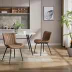 Living Dining Chairs Set of 2, Faux Leather Armless Side Chairs with Metal Legs