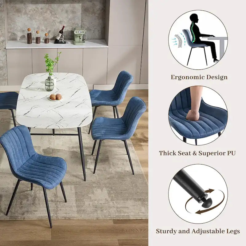 Living Dining Chairs Set of 2, Faux Leather Armless Side Chairs with Metal Legs