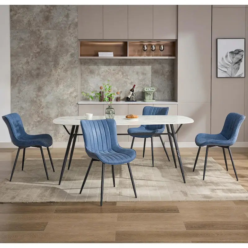 Living Dining Chairs Set of 2, Faux Leather Armless Side Chairs with Metal Legs