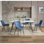 Living Dining Chairs Set of 2, Faux Leather Armless Side Chairs with Metal Legs