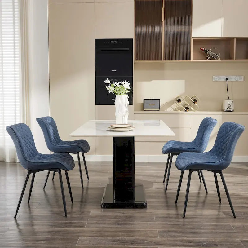 Living Dining Chairs Set of 2, Faux Leather Armless Side Chairs with Metal Legs