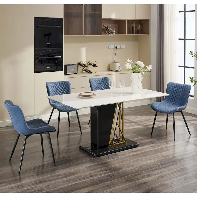 Living Dining Chairs Set of 2, Faux Leather Armless Side Chairs with Metal Legs