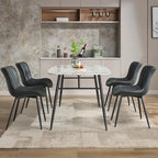 Living Dining Chairs Set of 2, Faux Leather Armless Side Chairs with Metal Legs