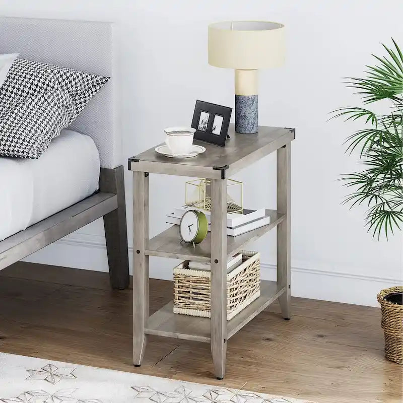 Farmhouse End Table, 3 Tier Rustic Side Table