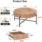 Coffee Table with Drawers Round Center Table