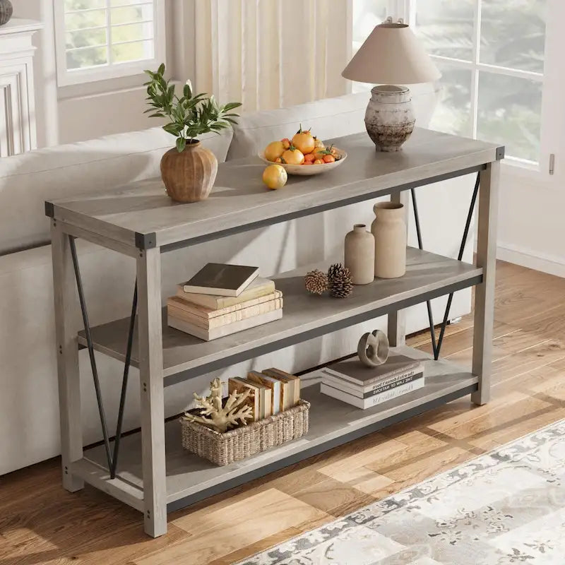 Farmhouse Entryway Table,47 Inch Narrow Long Console Table with Storage