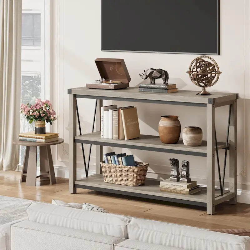 Farmhouse Entryway Table,47 Inch Narrow Long Console Table with Storage