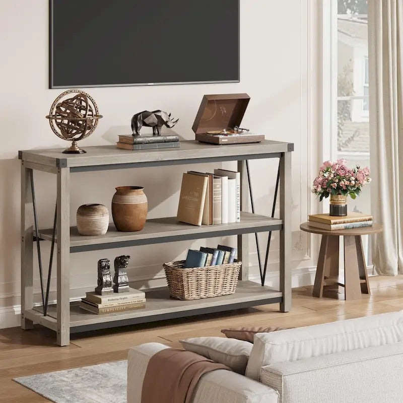Farmhouse Entryway Table,47 Inch Narrow Long Console Table with Storage