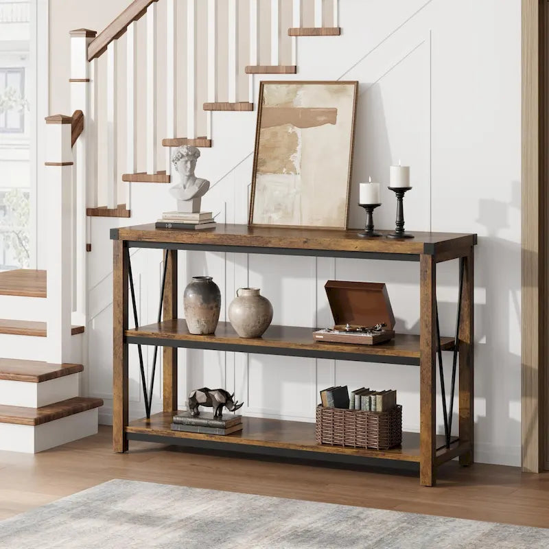 Farmhouse Entryway Table,47 Inch Narrow Long Console Table with Storage