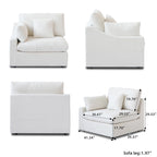 82.68 Down Filled Sectional Couch L-shape Linen Upholstered Loveseat with Ottoman
