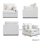 82.68 Down Filled Sectional Couch L-shape Linen Upholstered Loveseat with Ottoman