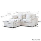 82.68 Down Filled Sectional Couch L-shape Linen Upholstered Loveseat with Ottoman