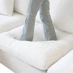 82.68 Down Filled Sectional Couch L-shape Linen Upholstered Loveseat with Ottoman