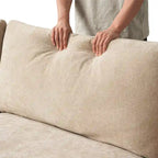 82.68 Down Filled Sectional Couch L-shape Linen Upholstered Loveseat with Ottoman