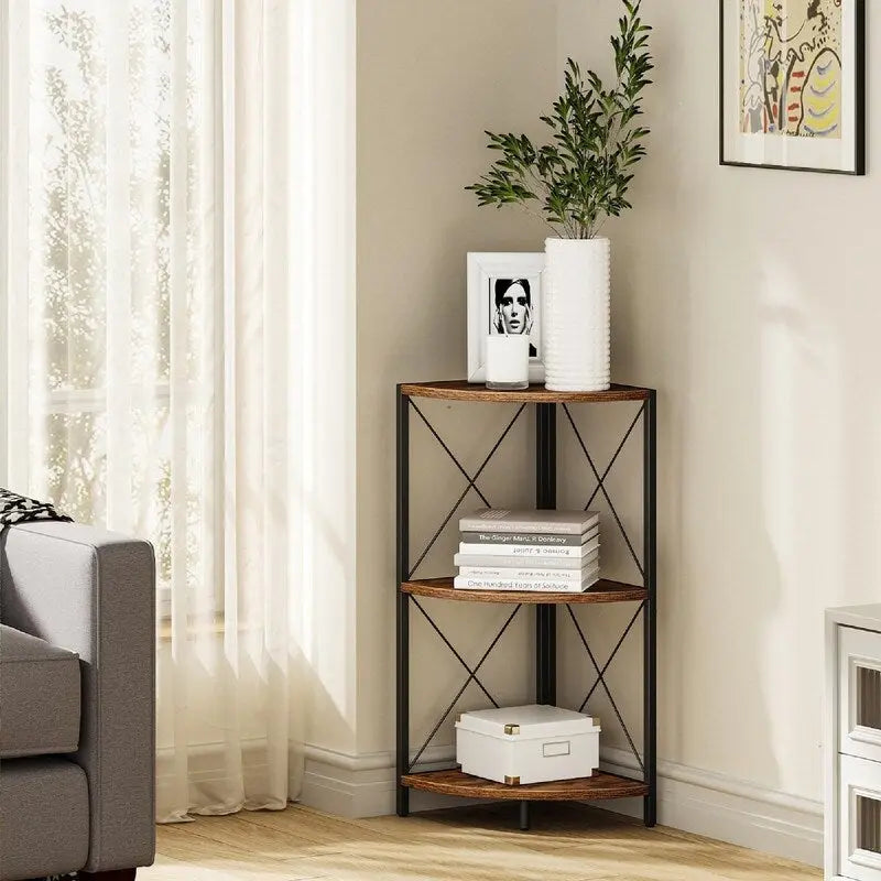 Corner Shelf with Metal Frame - 11.8D x 11.8W x 26.9H