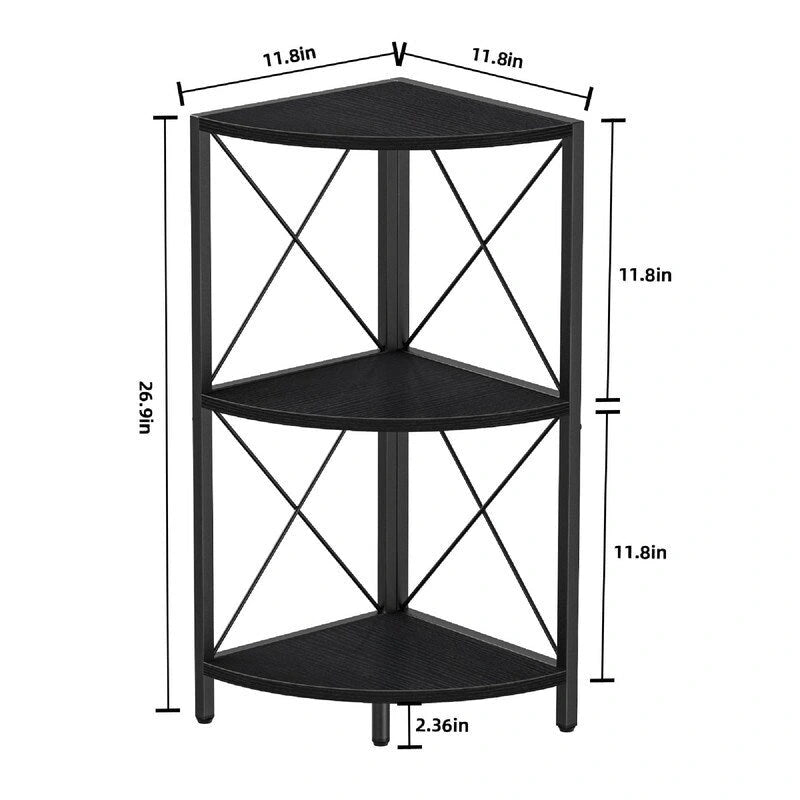 Corner Shelf with Metal Frame - 11.8D x 11.8W x 26.9H