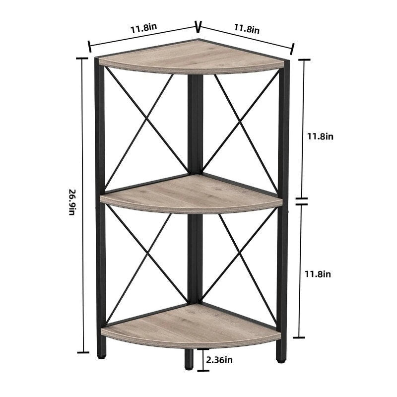 Corner Shelf with Metal Frame - 11.8D x 11.8W x 26.9H