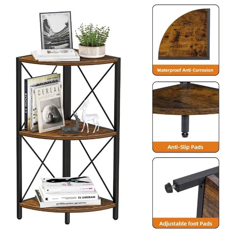 Corner Shelf with Metal Frame - 11.8D x 11.8W x 26.9H