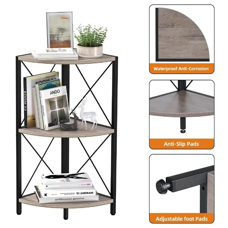 Corner Shelf with Metal Frame - 11.8D x 11.8W x 26.9H