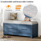 43 Shoe Bench with Removable Cushion & Lift Top Storage, Entryway Bench Wooden End of Bed Bench, Hidden Storage Space