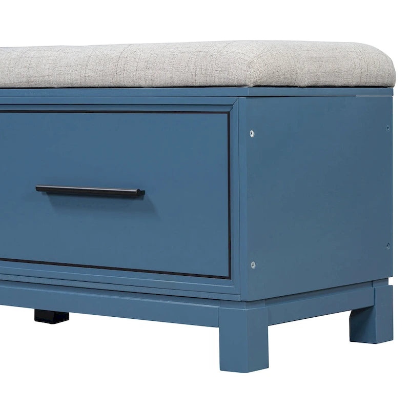 43 Shoe Bench with Removable Cushion & Lift Top Storage, Entryway Bench Wooden End of Bed Bench, Hidden Storage Space