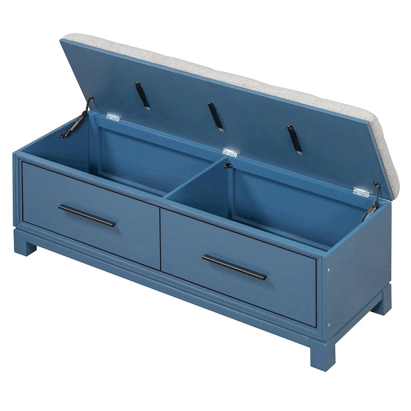 43 Shoe Bench with Removable Cushion & Lift Top Storage, Entryway Bench Wooden End of Bed Bench, Hidden Storage Space