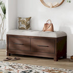 43 Shoe Bench with Removable Cushion & Lift Top Storage, Entryway Bench Wooden End of Bed Bench, Hidden Storage Space