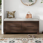 43 Shoe Bench with Removable Cushion & Lift Top Storage, Entryway Bench Wooden End of Bed Bench, Hidden Storage Space
