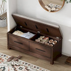 43 Shoe Bench with Removable Cushion & Lift Top Storage, Entryway Bench Wooden End of Bed Bench, Hidden Storage Space