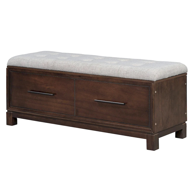 43 Shoe Bench with Removable Cushion & Lift Top Storage, Entryway Bench Wooden End of Bed Bench, Hidden Storage Space