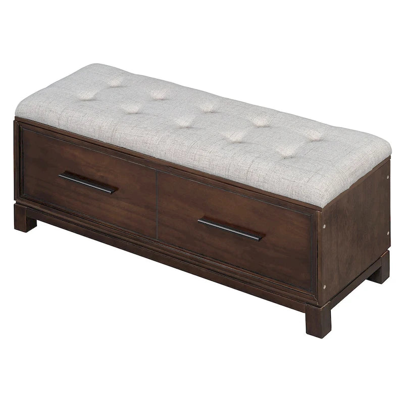 43 Shoe Bench with Removable Cushion & Lift Top Storage, Entryway Bench Wooden End of Bed Bench, Hidden Storage Space