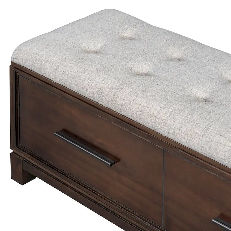 43 Shoe Bench with Removable Cushion & Lift Top Storage, Entryway Bench Wooden End of Bed Bench, Hidden Storage Space
