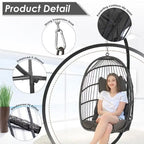 FINCATI Indoor Royal Oversized Hanging Egg Chair with Stand, 350 lbs Outdoor Egg Swing Chair with Stand, Cozy Egg Chair Swing