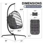 FINCATI Indoor Royal Oversized Hanging Egg Chair with Stand, 350 lbs Outdoor Egg Swing Chair with Stand, Cozy Egg Chair Swing