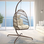 FINCATI Indoor Royal Oversized Hanging Egg Chair with Stand, 350 lbs Outdoor Egg Swing Chair with Stand, Cozy Egg Chair Swing