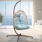 FINCATI Indoor Royal Oversized Hanging Egg Chair with Stand, 350 lbs Outdoor Egg Swing Chair with Stand, Cozy Egg Chair Swing