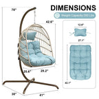 FINCATI Indoor Royal Oversized Hanging Egg Chair with Stand, 350 lbs Outdoor Egg Swing Chair with Stand, Cozy Egg Chair Swing