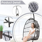 FINCATI Indoor Royal Oversized Hanging Egg Chair with Stand, 350 lbs Outdoor Egg Swing Chair with Stand, Cozy Egg Chair Swing