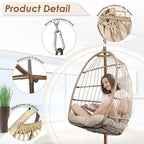 FINCATI Indoor Royal Oversized Hanging Egg Chair with Stand, 350 lbs Outdoor Egg Swing Chair with Stand, Cozy Egg Chair Swing