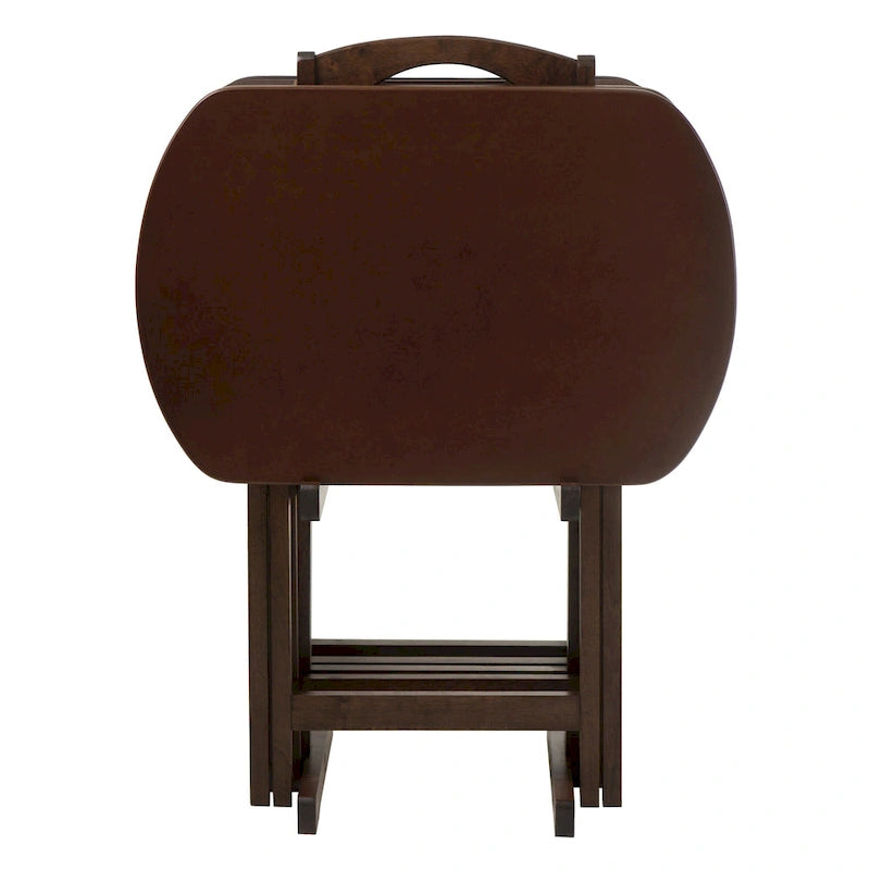 5 Corbett Walnut Oversize Oblong Folding Snack Table with Storage St