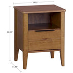 MUSEHOMEINC California Classic 1 Drawer Wooden Nightstand End Table, Honey Brown - 19.40