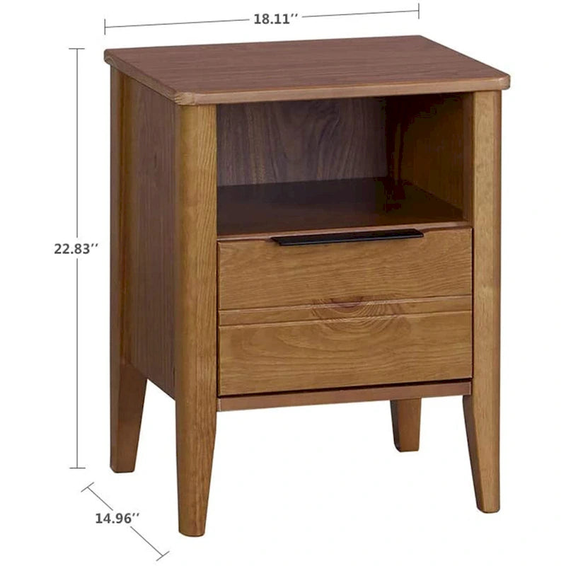 MUSEHOMEINC California Classic 1 Drawer Wooden Nightstand End Table, Honey Brown - 19.40