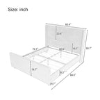 Queen Size Platform Bed Taupe Corduroy Fabric Wingback Bed