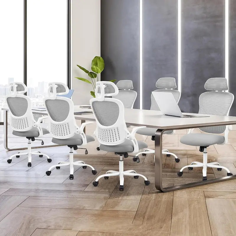 Office Computer Desk Chair, Ergonomic High-Back Mesh Rolling Work Chairs with Wheels &Adjustable Headrests, Comfy Flip-up Arms
