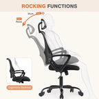 Office Computer Desk Chair, Ergonomic High-Back Mesh Rolling Work Chairs with Wheels &Adjustable Headrests, Comfy Flip-up Arms