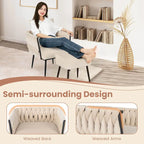 Gymax Modern Dutch Velvet Accent Chair & Ottoman Set Single Leisure