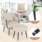 Gymax Modern Dutch Velvet Accent Chair & Ottoman Set Single Leisure