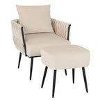Gymax Modern Dutch Velvet Accent Chair & Ottoman Set Single Leisure